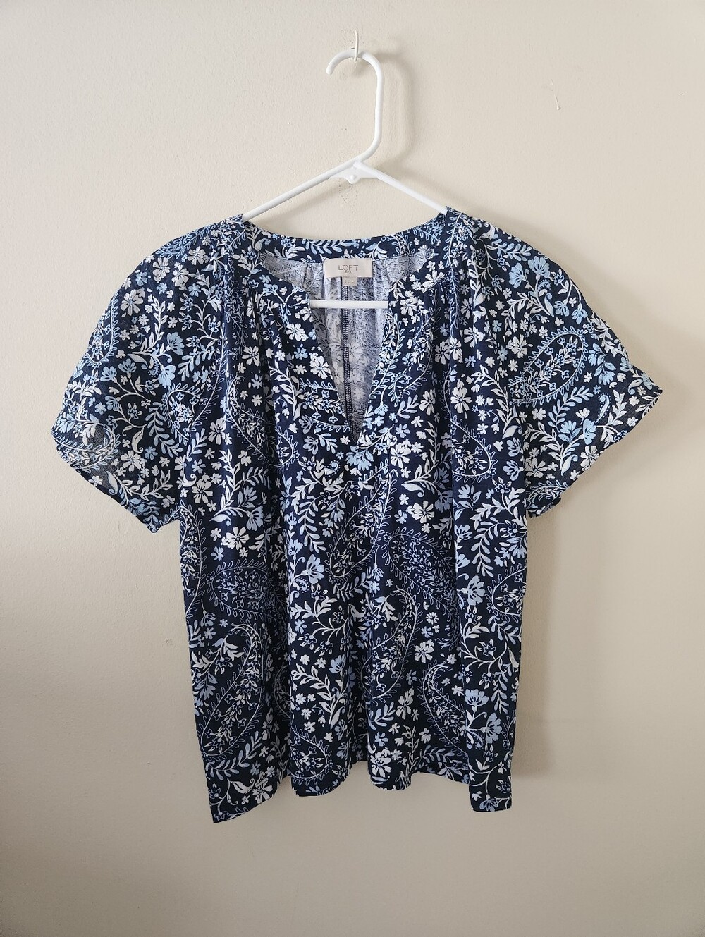 Loft Blue Floral Ruffled Top - Picture 2 of 7